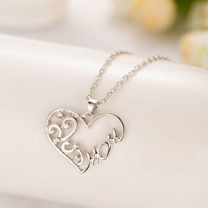 Mom Heart Crystal Necklace 18 inch Mothers Day